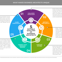 Pie shaped chart showing qualities of business architects