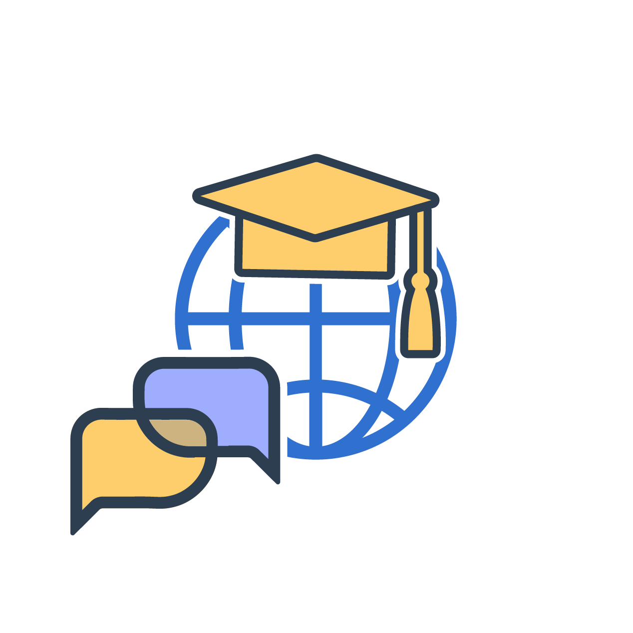 mastermind icon with mortarboard and speech bubbles