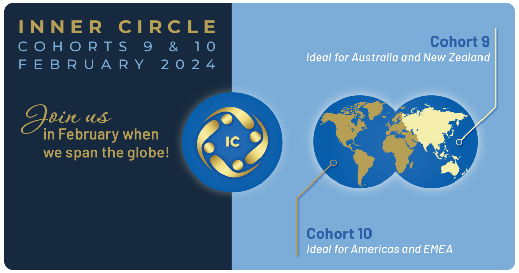 Graphic expressing that inner circle program "spans the globe"