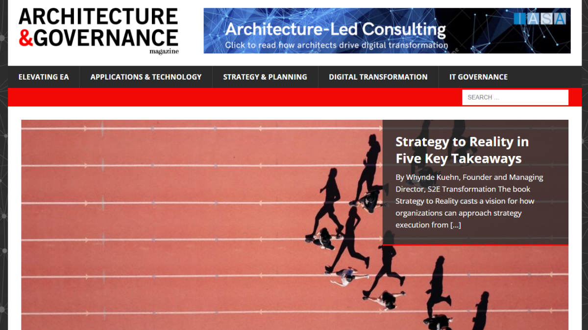 Strategy to Reality Featured in Architecture &amp; Governance Magazine