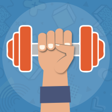 Icon showing hand lifting weight