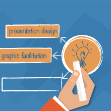 Icon showing hand at chalk board diagram