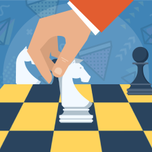 Icon showing hand moving chess piece