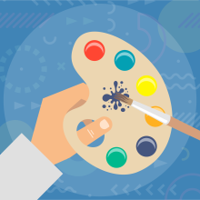 Icon showing hand holding artist's palette with paints