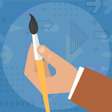 Icon showing hand with paintbrush