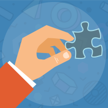 Icon showing had with jigsaw puzzle piece
