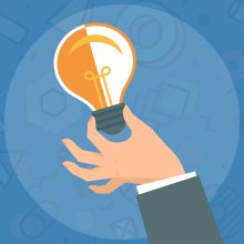 Illustration showing hand holding lightbulb