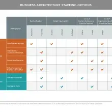 Chart showing internal and external staffing options for business architects